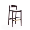 Manhattan Comfort Klismos Barstool in Ivory and Dark Walnut BS014-IV